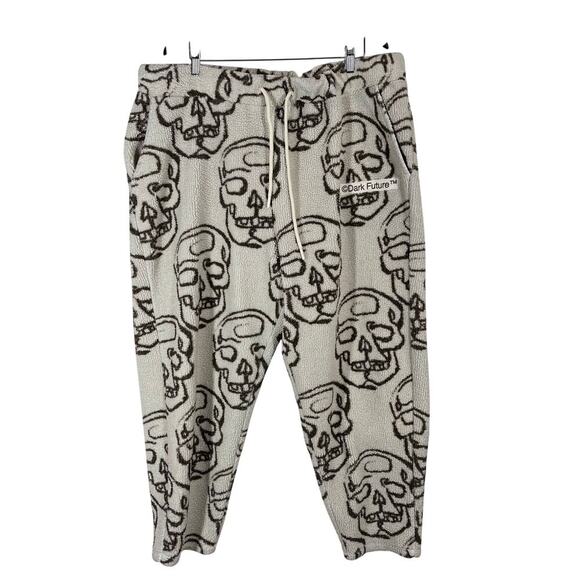 ASOS Dark Future relaxed sweatpants in teddy borg all over skull print size 3XL - Picture 1 of 7